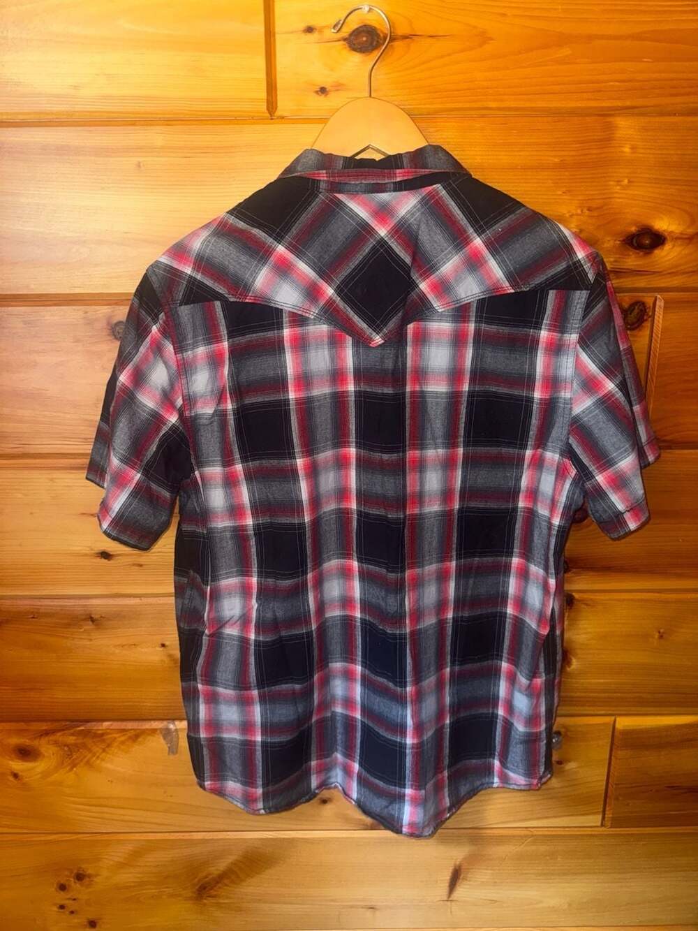 Aeropostale Men's Short Sleeve Plaid Western Pearl Snap Shirt - Picture 2 of 3